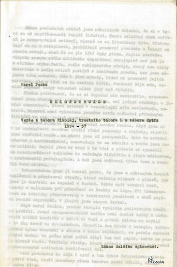 První samizdatové vydání básnické sbírky Rekonstrukce v opisovačské dílně Klementa Lukeše (1975)